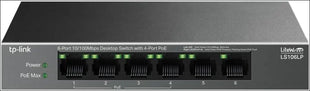 TP-Link 6-Port 10/100Mbps Desktop Ethernet Switch with 4-Port PoE, 41 W PoE Budget, Up to 250m, PoE Auto Recovery, Energy Power Saving, Plug & Play,