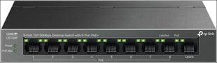 TP-Link 9-Port 10/100Mbps Desktop Ethernet Switch with 8-Port PoE+, 63 W PoE Budget, PoE Auto Recovery,Plug & Play, Metal Casing, Energy Saving,