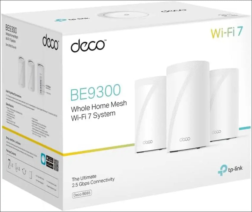 Tp-Link Deco BE11000 Tri-Band Whole Home Mesh Wifi 7, up to 11 Gbps, MLO, 320 Mhz, 6 Ghz Band, Seamless AI Roaming, Homeshield Security, Gaming & Streaming, Smart Home (Deco Be65(3-Pack))