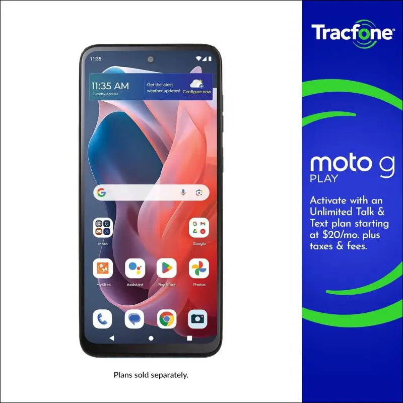 Tracfone | Motorola Moto g Play 2024 | Locked | 64GB | 5000mAh Battery | 50MP Quad Pixel Camera | 6.5-in. HD+ 90Hz Display | Sapphire Blue