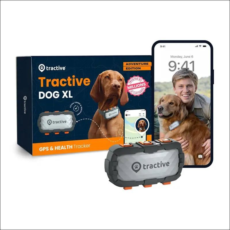 Tractive GPS Dog Tracker XL Adventure, Bite-Proof Fiberglass Casing, Up to 1 Month Battery, Market Leader, Worldwide Real-time Location Tracking, Escape Alerts, Monitor...