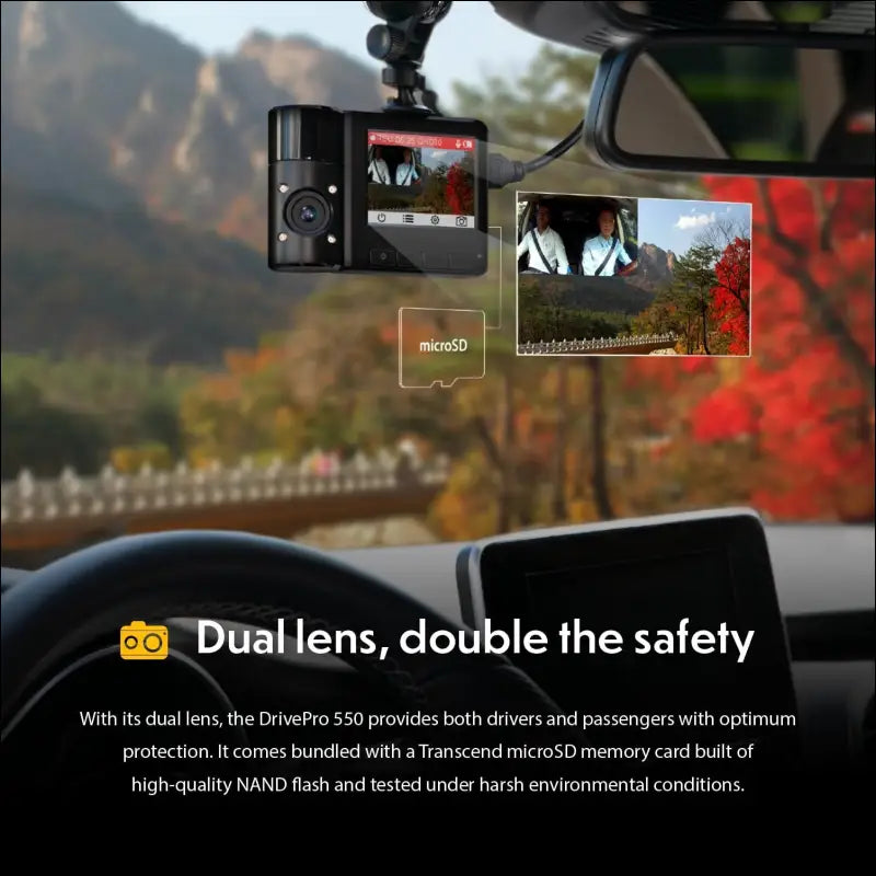 Transcend DrivePro 550B Dual Channel Rideshare Dash Cam with 64Gb