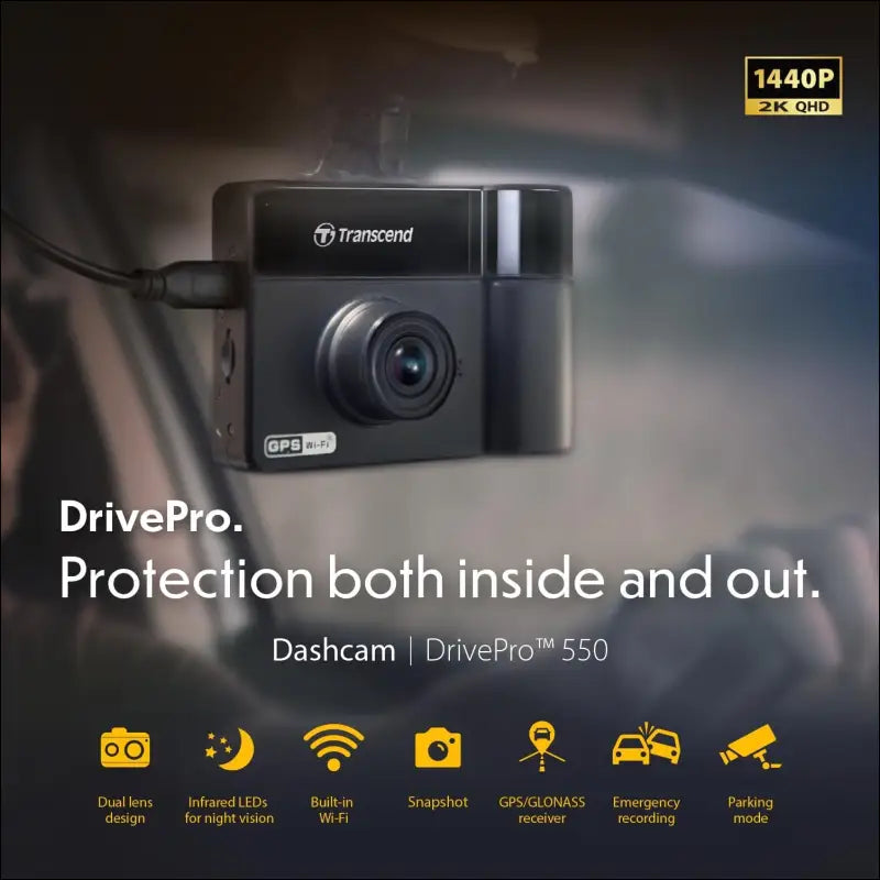 Transcend DrivePro 550B Dual Channel Rideshare Dash Cam with 64Gb