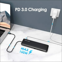 Triple Display USB C Docking Station,  12-in-1 USB C Hub, 3 Monitors Type C Adapter with 100W PD3.0 Charging,HDMI, Display Port and VGA, Ethernet-Supports for Windows/Mac and More
