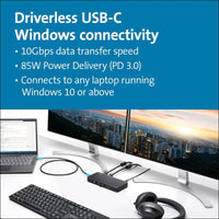 Triple Display USB-C Docking Station with 85W PD for Dell, HP, Lenovo, Acer, ASUS, Razer, Surface, MacOS (K33480AP)