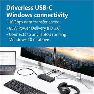 Triple Display USB-C Docking Station with 85W PD for Dell, HP, Lenovo, Acer, ASUS, Razer, Surface, MacOS (K33480AP)