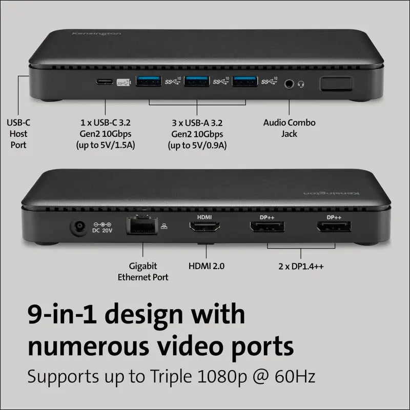 Triple Display USB-C Docking Station with 85W PD for Dell, HP, Lenovo, Acer, ASUS, Razer, Surface, MacOS (K33480AP)