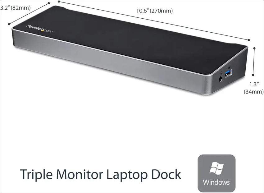 Triple Monitor USB 3.0 Docking Station, 2X 4K DisplayPort & HDMI, USB Type A Universal Laptop Dock, Windows/Mac