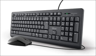 Trust 24086 Taro Wired Keyboard Mouse Set - German QWERTZ Layout, Quiet Keys and Mouse Buttons, Splashproof, Ergonomic, USB Port, PC/Laptop,
