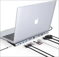 Tymyp 10 in 1 Triple Docking Station USB C, Display USB C Hub Dual Monitor with 4K HDMI, VGA, 3 x USB 3.0, PD 100 W, Ethernet, SD/TF Slots, Laptop Docking Station Compatible...