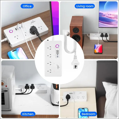 UanTii Tuya WiFi Power Strip Surge Protector Smart Universal Power Extension with 2 Type C Port(PD 20W Fast Charging),Timing Schedule App Control Compatible with Alexa Works...