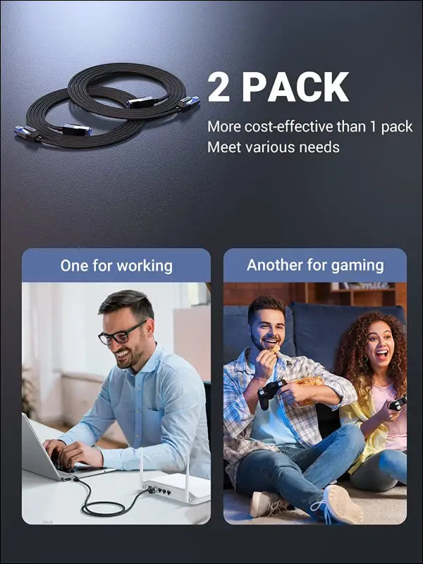 UGREEN 2 Pack Cat8 Ethernet Cable Braided 40Gbps 2000Mhz High Speed RJ45 Shielded Network Cord Compatible with Gaming