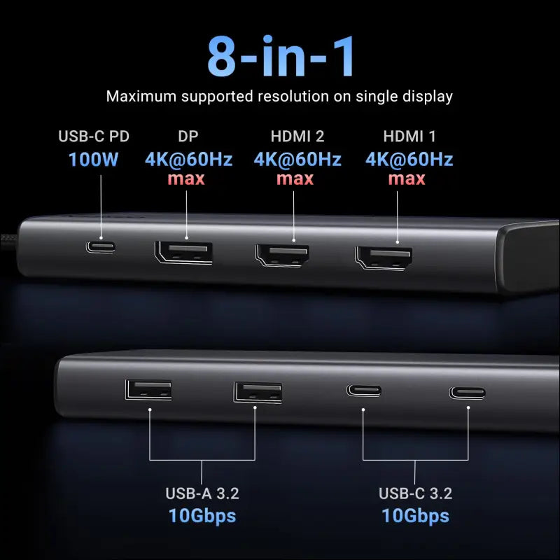 UGREEN 8 in 1 USB C Docking Station with Dual Monitor 4K Triple Display USBC Hub with 2 HDMI DP 2 USB A&C 3.2 Ports