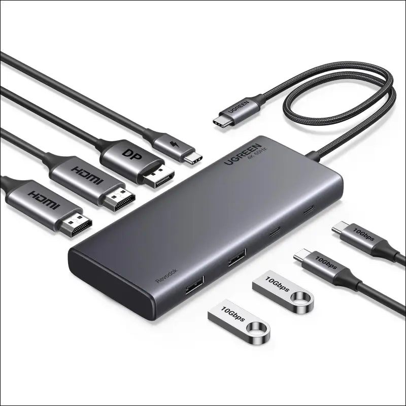 UGREEN 8 in 1 USB C Docking Station with Dual Monitor 4K Triple Display USBC Hub with 2 HDMI DP 2 USB A&C 3.2 Ports