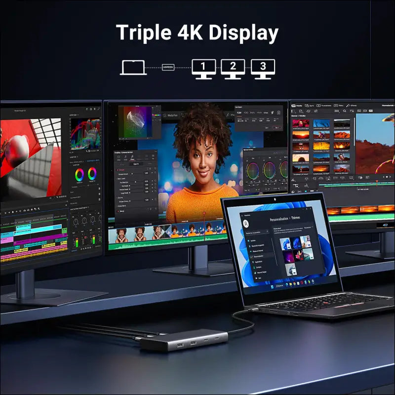 UGREEN 8 in 1 USB C Docking Station with Dual Monitor 4K Triple Display USBC Hub with 2 HDMI DP 2 USB A&C 3.2 Ports
