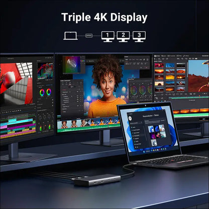 UGREEN 8 in 1 USB C Docking Station with Dual Monitor 4K Triple Display USBC Hub with 2 HDMI DP 2 USB A&C 3.2 Ports