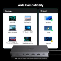 UGREEN Revodok Pro 313 Laptop Docking Station 13 in 1 4K Triple Display USB C Dock Dual HDMI DP 10Gbps Data Port 100W