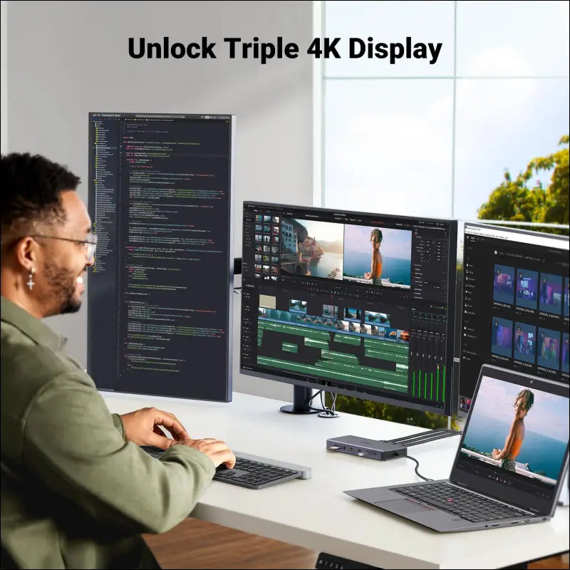 UGREEN Revodok Pro 313 Laptop Docking Station 13 in 1 4K Triple Display USB C Dock Dual HDMI DP 10Gbps Data Port 100W