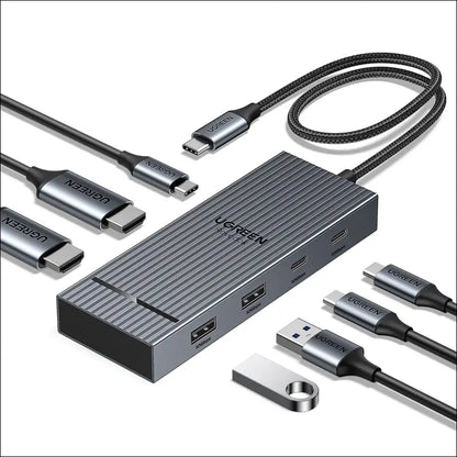 UGREEN Revodok Pro 7 in 1 Docking Station Dual Monitor USB C Hub Dual 4K@60Hz HDMI Display 10Gbps USB-A/C Data Ports