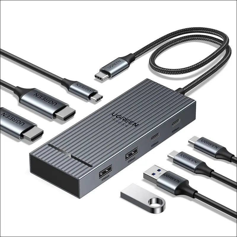 UGREEN Revodok Pro 7 in 1 Docking Station Dual Monitor USB C Hub Dual 4K@60Hz HDMI Display 10Gbps USB-A/C Data Ports