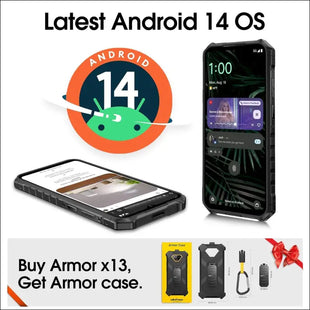 Ulefone Armor X13 12+64GB Rugged Phone, 50MP Rear Camera, 24MP Night Vision Camera, Android 13 OS Rugged Smartphone, 6.52” Screen, 6320mAh, NFC GPS, Package with Exclusive Armor...