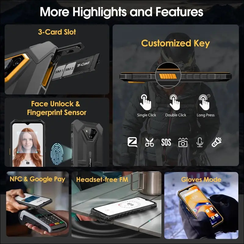 Ulefone Armor X13 12+64GB Rugged Phone, 50MP Rear Camera, 24MP Night Vision Camera, Android 13 OS Rugged Smartphone, 6.52” Screen, 6320mAh, NFC GPS, Package with Exclusive Armor...