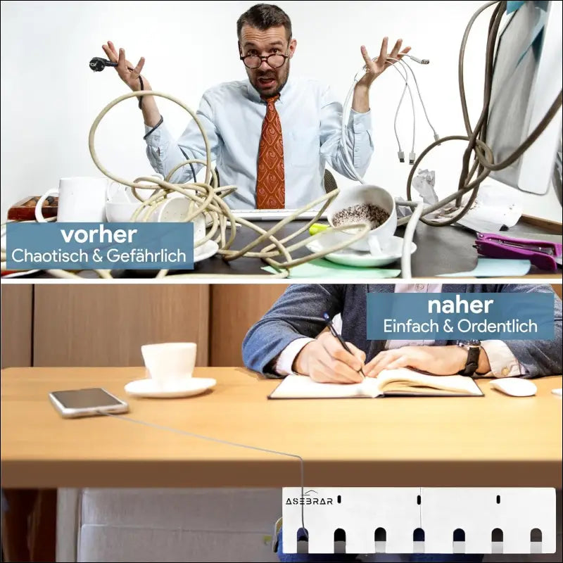 Under Desk Cable Management [Without Screws and Gluing], Cable Holder, Cable Duct Desk, Cable Organiser Under Desk, Cable Management Trays, Pack of 2, White