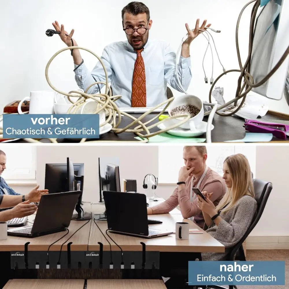 Under Desk Cable Management [Without Screws and Gluing], Cable Holder, Cable Duct Desk, Cable Organiser Under Desk, Cable Management Trays, Pack of 2, White