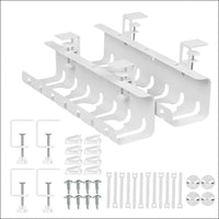 Under Desk Cable Management [Without Screws and Gluing], Cable Holder, Cable Duct Desk, Cable Organiser Under Desk, Cable Management Trays, Pack of 2, White