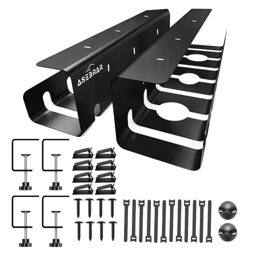 Under Desk Cable Management [Without Screws and Gluing], Cable Holder, Cable Duct Desk, Cable Organiser Under Desk, Cable Management Trays, Pack of 2, White