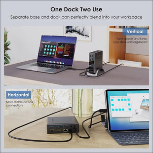 Universal Laptop Docking Station, 10-in-1 4K Display Hub with 100W PD Charging, Dual HDMI Monitor Adapter for M1/M2/M3 MacBook Pro/Air, Surface Pro, Dell XPS, Lenovo Yoga, Thunderbolt 3/4