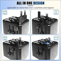 Universal Travel Adapter One International Wall Charger AC Plug Adaptor with 5.6A Smart Power and 3.0A 3 USB Ports and 1Type-C Ports， for USA EU UK AU
