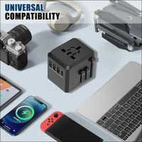 Universal Travel Adapter One International Wall Charger AC Plug Adaptor with 5.6A Smart Power and 3.0A 3 USB Ports and 1Type-C Ports， for USA EU UK AU