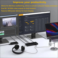 Universal USB C Laptop Docking Station Dual Monitors 5K/4K@60Hz with 65W Host Charging for Thunderbolt 4/3, USB-C Windows, Mac, Chrome, Ubuntu 20.04,22.04(2HDMI, 2DP, 6USB 3.0, 1Gbps Ethernet