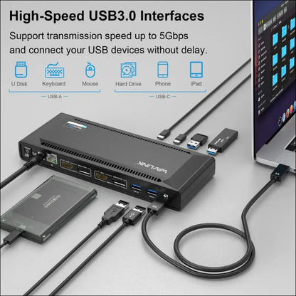 Universal USB C Laptop Docking Station Dual Monitors 5K/4K@60Hz with 65W Host Charging for Thunderbolt 4/3, USB-C Windows, Mac, Chrome, Ubuntu 20.04,22.04(2HDMI, 2DP, 6USB 3.0, 1Gbps Ethernet