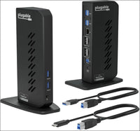 USB 3.0 and USB-C Dual 4K Display Docking Station with DisplayPort and HDMI for Windows and Mac (Dual 4K DisplayPort & HDMI, Gigabit Ethernet, Audio, 6 USB Ports) Vertical