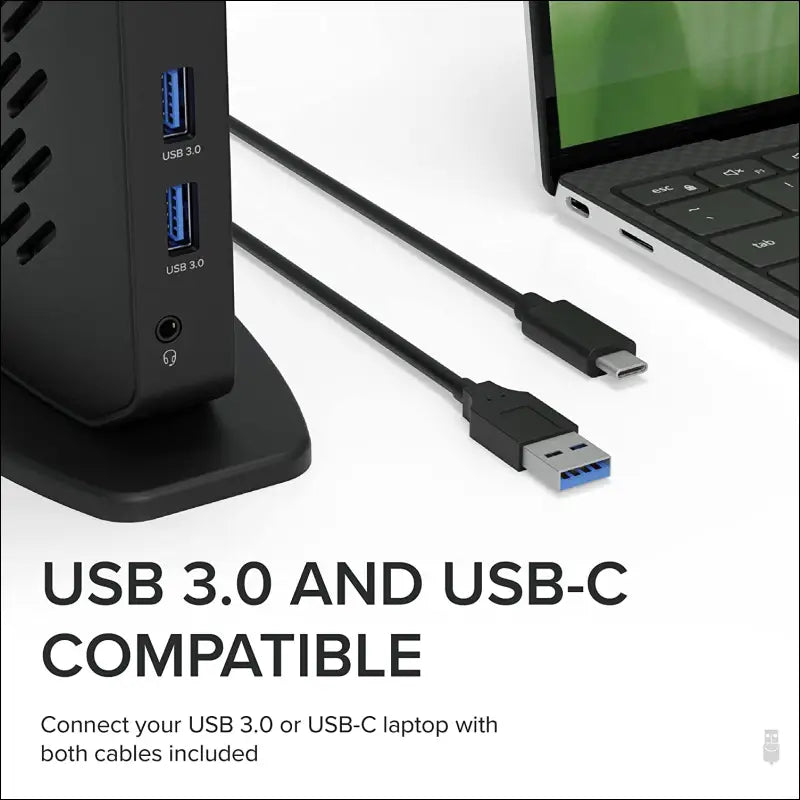 USB 3.0 and USB-C Dual 4K Display Docking Station with DisplayPort and HDMI for Windows and Mac (Dual 4K DisplayPort & HDMI, Gigabit Ethernet, Audio, 6 USB Ports) Vertical
