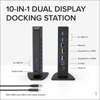 USB 3.0 and USB-C Dual 4K Display Docking Station with DisplayPort and HDMI for Windows and Mac (Dual 4K DisplayPort & HDMI, Gigabit Ethernet, Audio, 6 USB Ports) Vertical