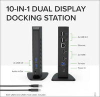 USB 3.0 and USB-C Universal Laptop Docking Station for Windows and Mac (Dual Video HDMI, Gigabit Ethernet, Audio, 6 USB Ports) (Black)