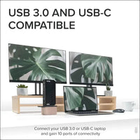 USB 3.0 and USB-C Universal Laptop Docking Station for Windows and Mac (Dual Video HDMI, Gigabit Ethernet, Audio, 6 USB Ports) (Black)