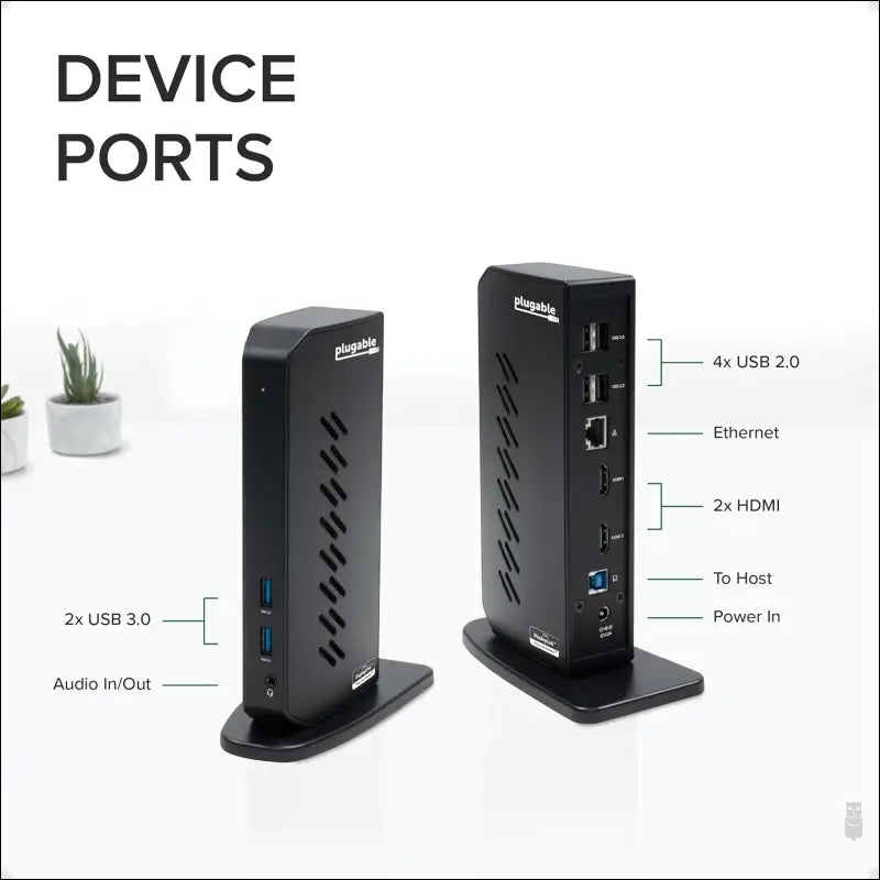 USB 3.0 and USB-C Universal Laptop Docking Station for Windows and Mac (Dual Video HDMI, Gigabit Ethernet, Audio, 6 USB Ports) (Black)