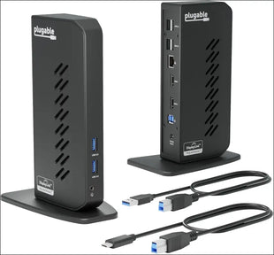 USB 3.0 and USB-C Universal Laptop Docking Station for Windows and Mac (Dual Video HDMI, Gigabit Ethernet, Audio, 6 USB Ports) (Black)