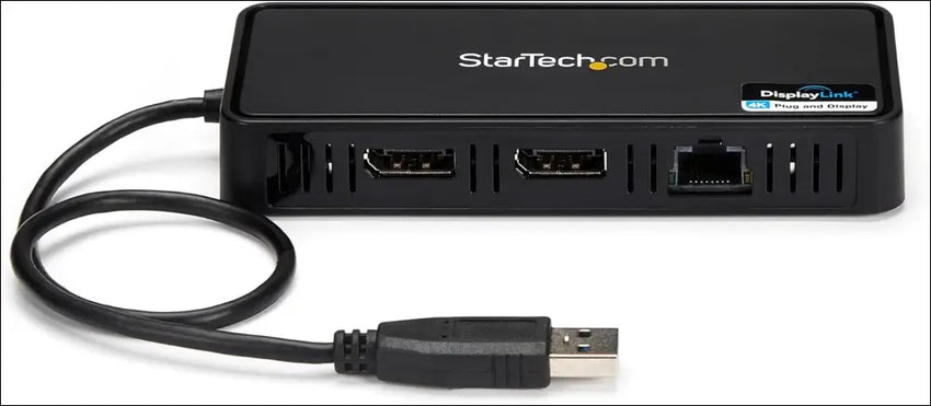 USB 3.0 Mini Dock - Dual Monitor USB-A Docking Station with DisplayPort 4K 60Hz Video & Gigabit Ethernet - 1ft (30cm) Cable - Portable USB 3.1 Gen 1 Type-A Laptop Adapter (USBA2DPGB)