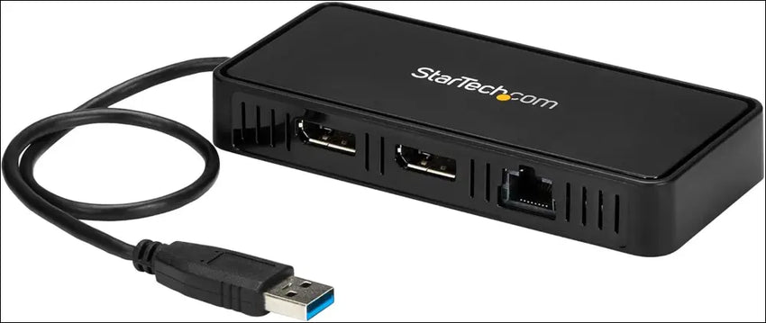 USB 3.0 Mini Dock - Dual Monitor USB-A Docking Station with DisplayPort 4K 60Hz Video & Gigabit Ethernet - 1ft (30cm) Cable - Portable USB 3.1 Gen 1 Type-A Laptop Adapter (USBA2DPGB)