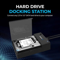 USB 3.0 to SATA External Hard Drive Lay-Flat Docking Station for 2.5 or 3.5in HDD, SSD [Supports UASP] (EC-DFLT)