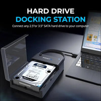 USB 3.0 to SATA External Hard Drive Lay-Flat Docking Station for 2.5 or 3.5in HDD, SSD [Supports UASP] (EC-DFLT)