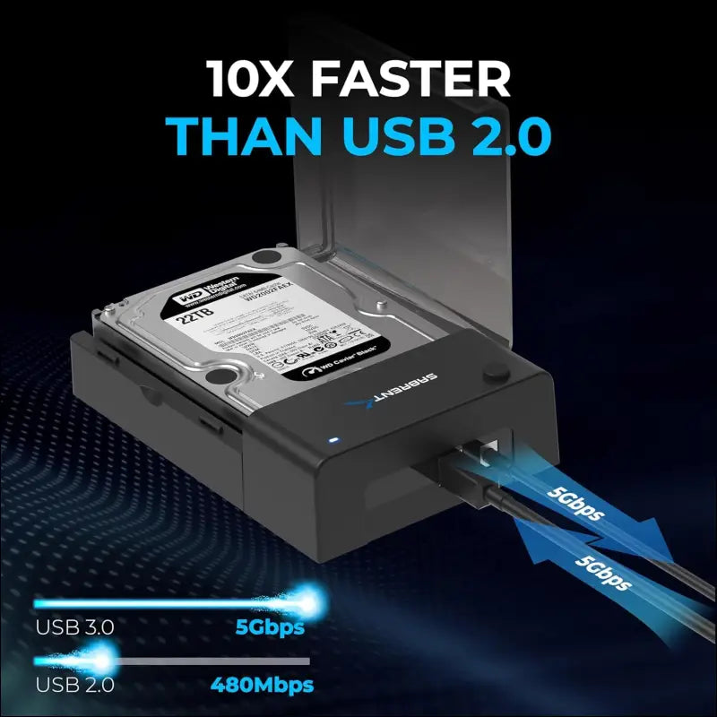 USB 3.0 to SATA External Hard Drive Lay-Flat Docking Station for 2.5 or 3.5in HDD, SSD [Supports UASP] (EC-DFLT)