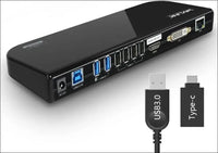 USB 3.0 Universal Docking Station, USB 3.0 Laptop Docking Station Dual Display with HDMI & DVI to VGA/HDMI, Gigabit Ethernet, 6 USB Ports, Audio for Laptop, Ultrabook and PC, No Power Charging