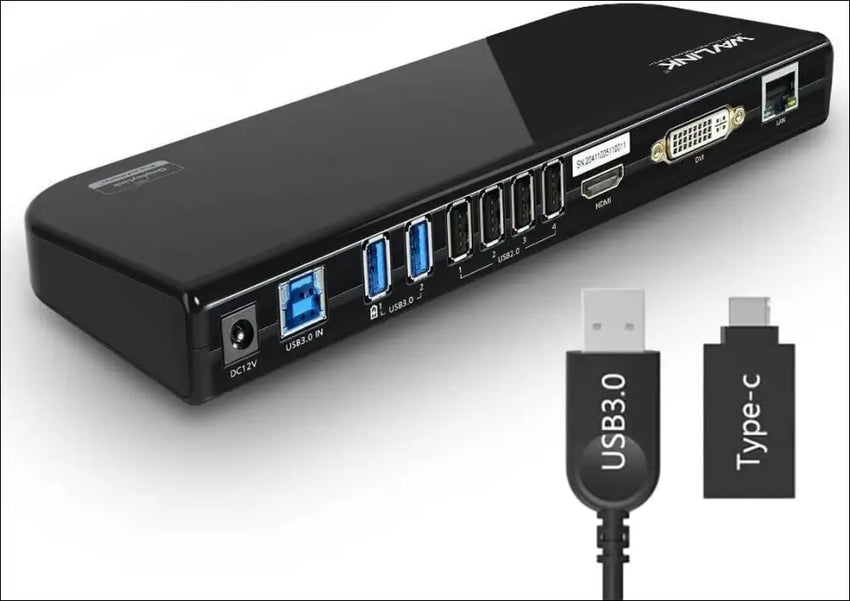 USB 3.0 Universal Docking Station, USB 3.0 Laptop Docking Station Dual Display with HDMI & DVI to VGA/HDMI, Gigabit Ethernet, 6 USB Ports, Audio for Laptop, Ultrabook and PC, No Power Charging