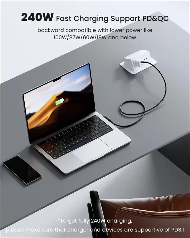 USB 4 Cable 240W Thunderbolt 4 Cable 4.9Ft, Right Angle USB C to USB C Cable for 100W/60W, 8K HD Display 40Gbps PD3.1 Fast Charging Cable Compatible with Thunderbolt 3/4, Macbook Egpu SSD